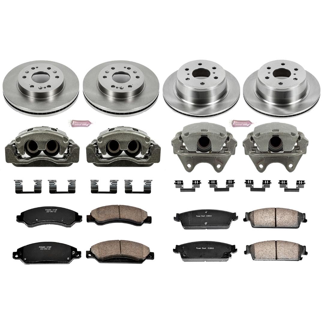 Power Stop KCOE2068 1-Click OE Replacement Brake Kit with Calipers For Escalade, Escalade ESV, Escalade EXT, Avalanche, Suburban, Ta, GMC Yu, GMC Yukon XL [Model Specific]