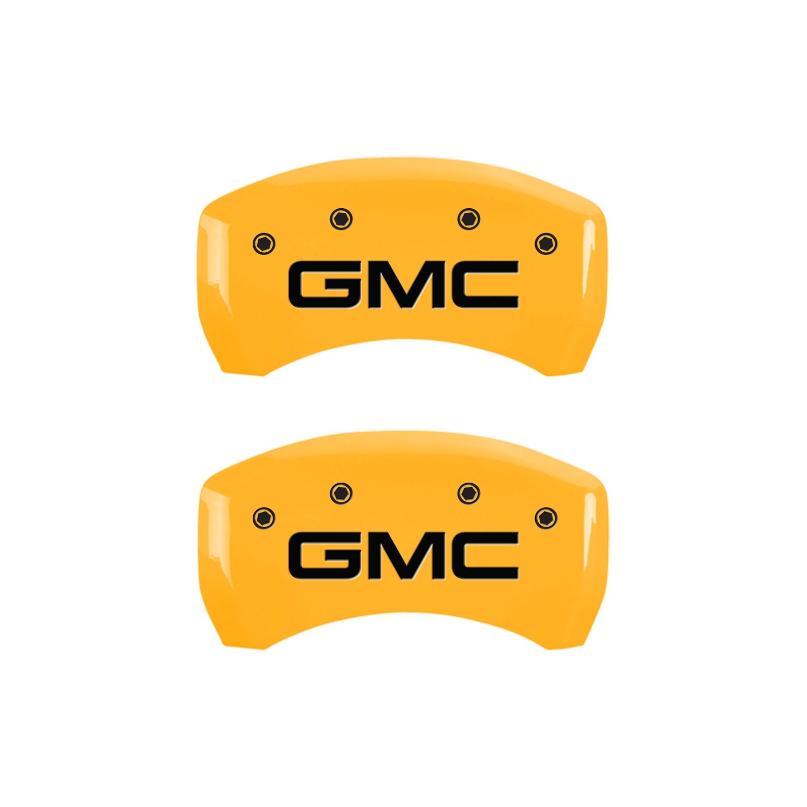 Caliper Covers MGP 34209SGMCYL Yellow (Set of 4, Engraved Front and Rear: GMC, Yellow powder coat finish, black characters)