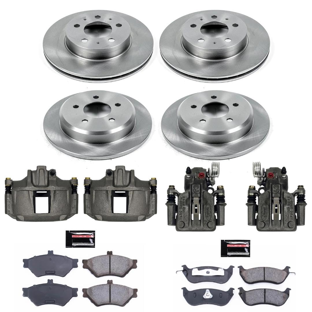 Power Stop KCOE2860 Front & Rear Autospecialty Caliper Brake Kit- Brake Rotors, Ceramic Brake Pads and Brake Calipers For Ford Crown Victoria, Lincoln Town Car, Mercury Grand Marquis [Model Specific]