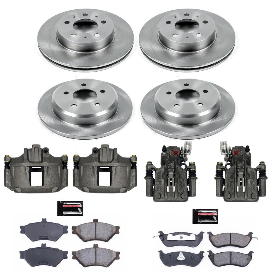 Power Stop KCOE2860 Front & Rear Autospecialty Caliper Brake Kit- Brake Rotors, Ceramic Brake Pads and Brake Calipers For Ford Crown Victoria, Lincoln Town Car, Mercury Grand Marquis [Model Specific]