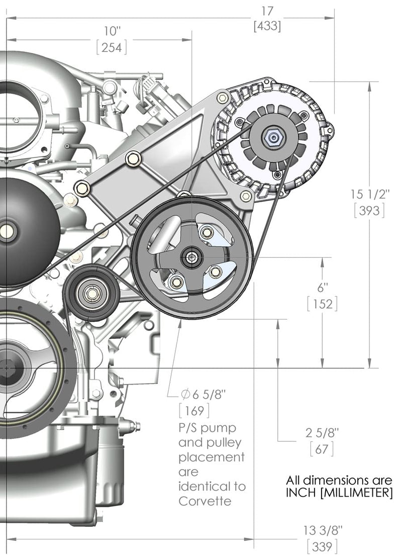Holley 20-143 Alternator & Power Steering Pump Accessory Drive Kit - LS/LT Driver's Side Bracket