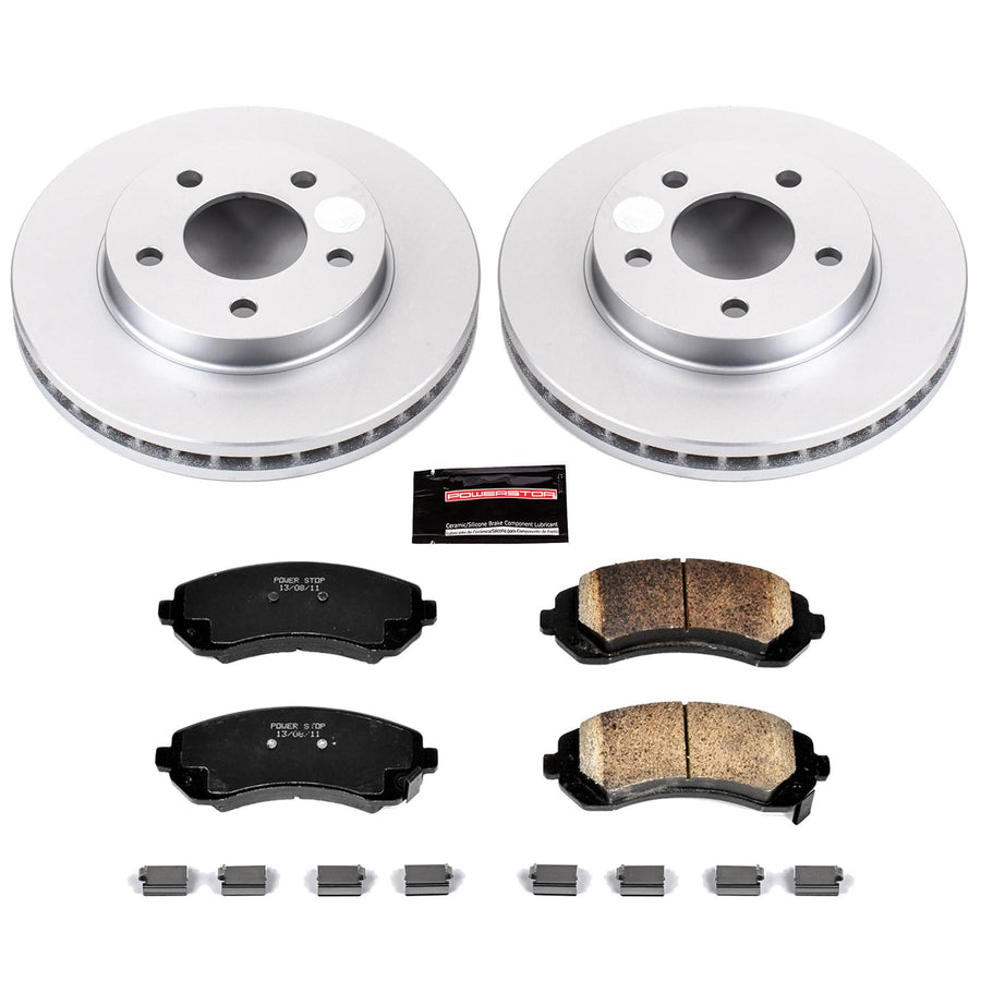 Power Stop CRK5233 Brake Rotor & Coated Ceramic Brake Pads- front For Buick Rendezvous 2002-2007, Pontiac Aztek 2001-2005 [Model Specific]