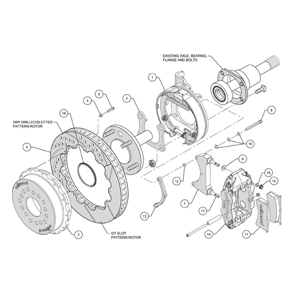 Rear P-Brk Kit, FNSL4R, 12.88", Drilled