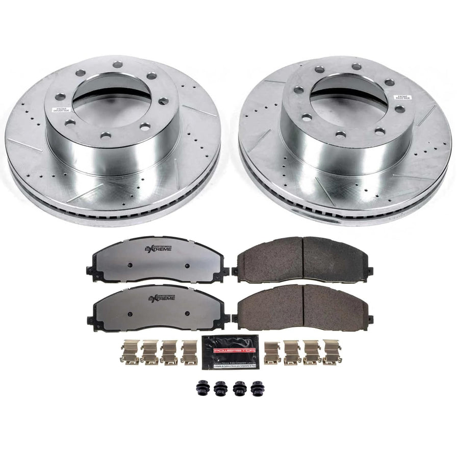 Power Stop Front Brake Kit For 2012-2022 Ford F-250, 2013-2022 F-350, 2013-2016 F-450 4WD Truck & Tow Drilled and Slotted Rotors and Z36 Carbon-Fiber Ceramic Brake Pads Brake Kit, K6403-36