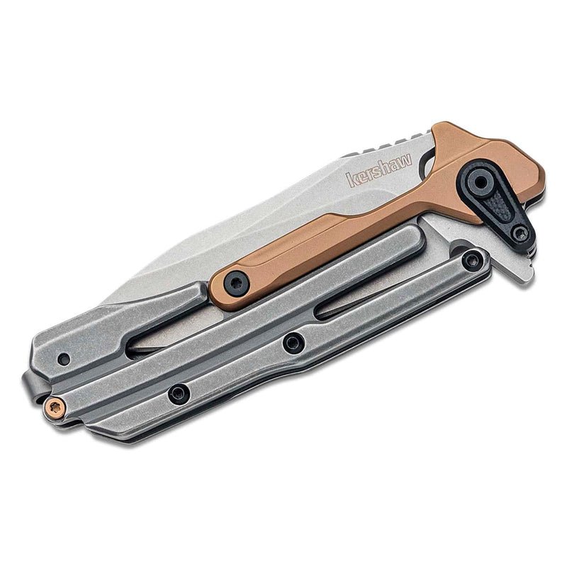 Frontrunner Kershaw Folding Pocket Knife, Futuristic, Durable EDC, D2 Blade Steel, KVT Opening Mechanism, Pocketclip