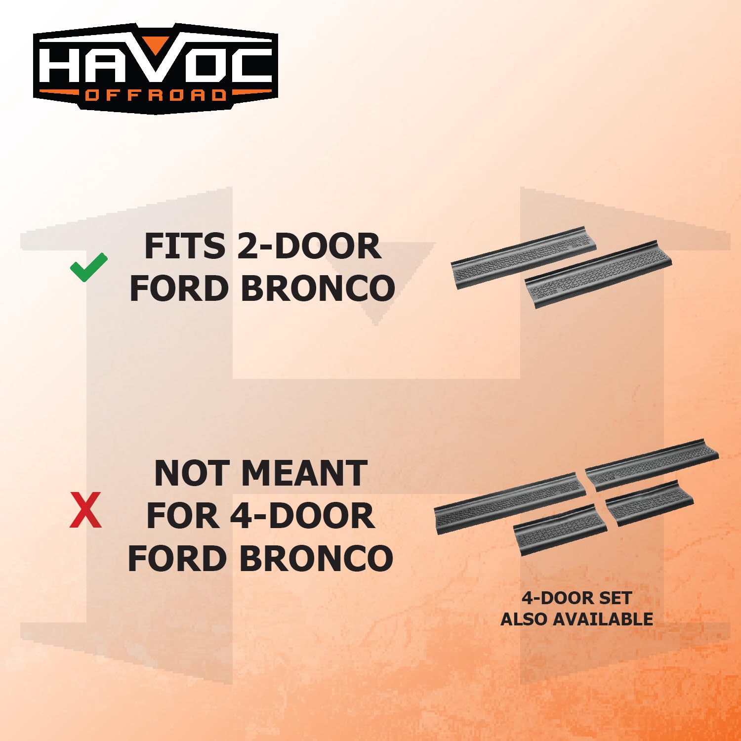 Entry Guards HAVOC OFFROAD for Ford Bronco 2-Door | Black, Pair | HFB-08-001 | 2021-2025 Ford Bronco, 2-Door
