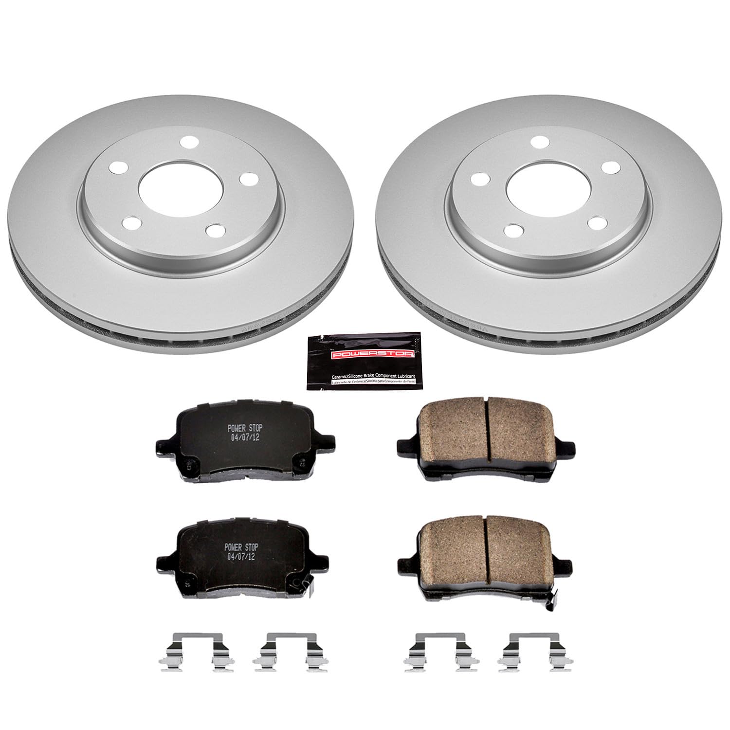 Power Stop Coated Brake Rotor & CRK1617 Ceramic Brake Pads- front For Chevrolet Malibu 2004-2008, Pontiac G6 2006-2007 [Model Specific]