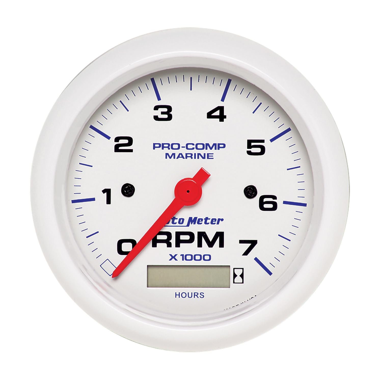 AUTO METER Tachometer, Gauge, 3 3/8", 7K RPM, W/Hourmeter, Marine White (200890)