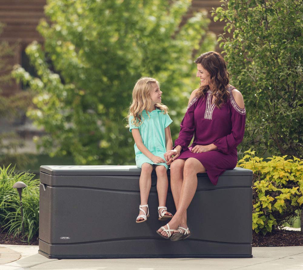 Heavy Duty LIFETIME 60298 Outdoor Storage Deck Box, 130 Gallon, Gray