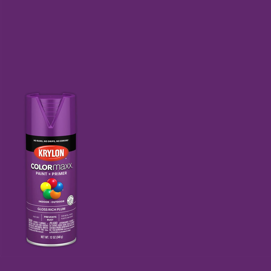 Krylon K05536007 Spray Paint and Primer COLORmaxx for Indoor/Outdoor Use, Gloss Rich Plum , 12 Ounce (Pack of 1)