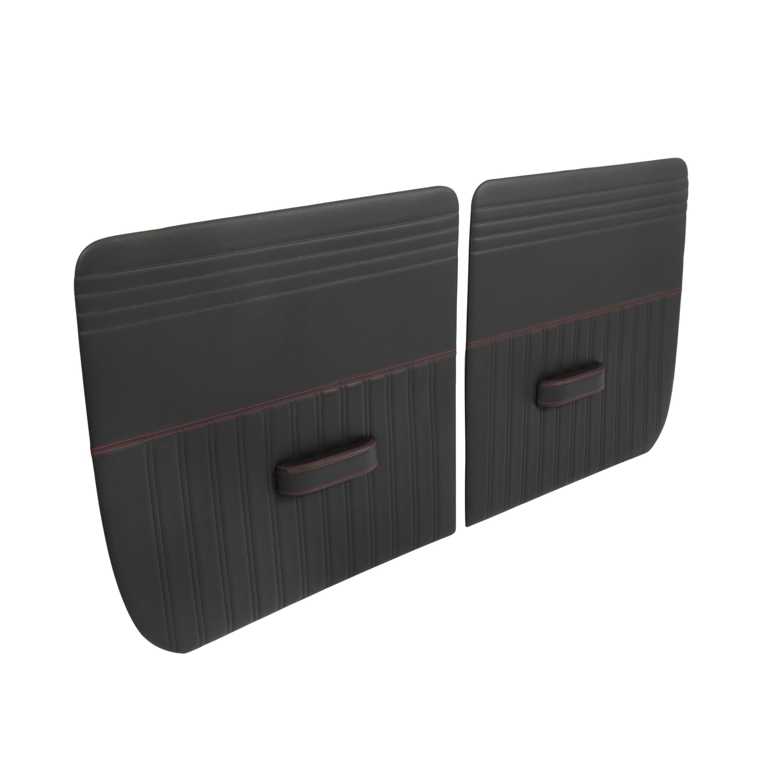 Brothers QDP059FRED Trucks Custom Sport Door Panels-Flat Black/Red Stitch-Pair