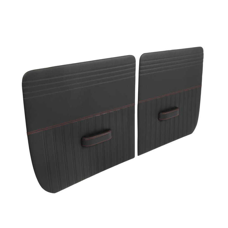 Brothers QDP059FRED Trucks Custom Sport Door Panels-Flat Black/Red Stitch-Pair
