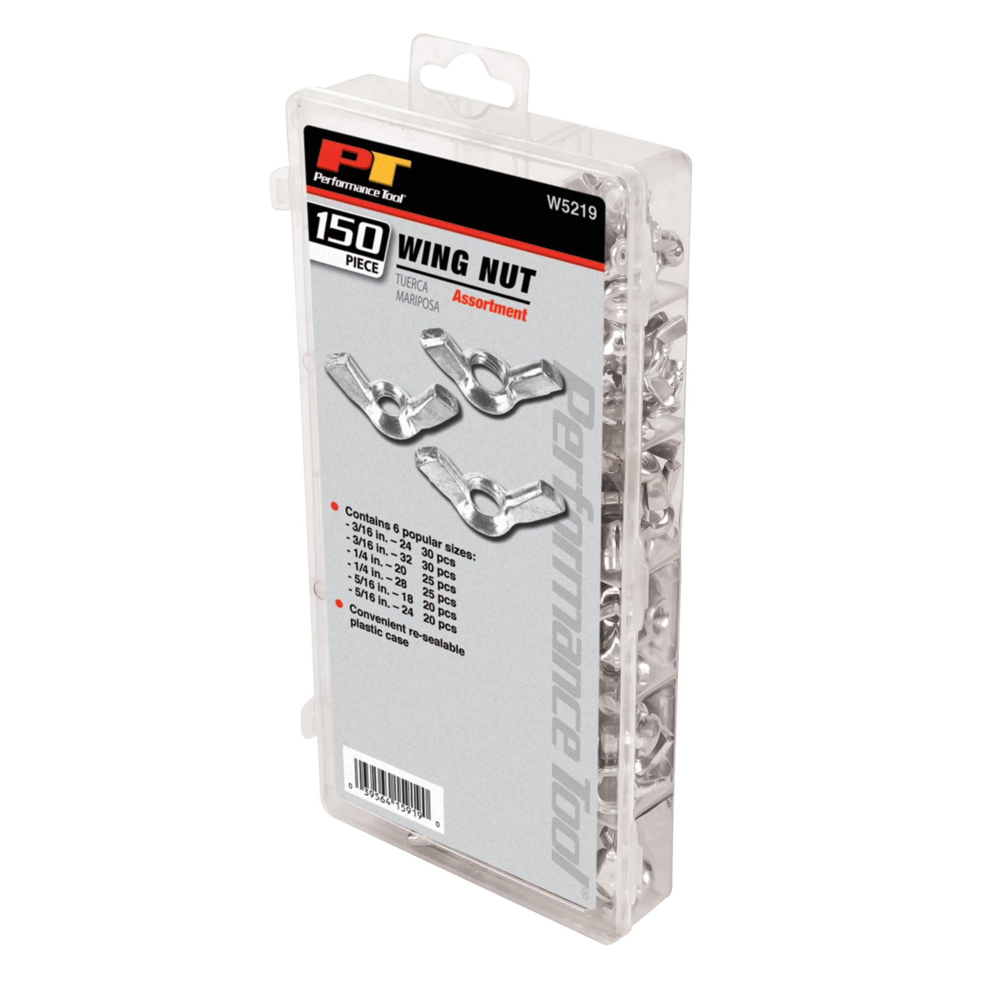 150pc Performance Tool Wing Nut Assortment With Case