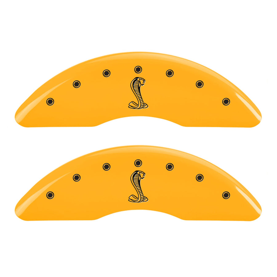 MGP 10201SSNKYL Caliper Covers Yellow (Set of 4, Engraved Front and Rear: Tiffany Snake, Yellow Powder Coat Finish, Black Characters)