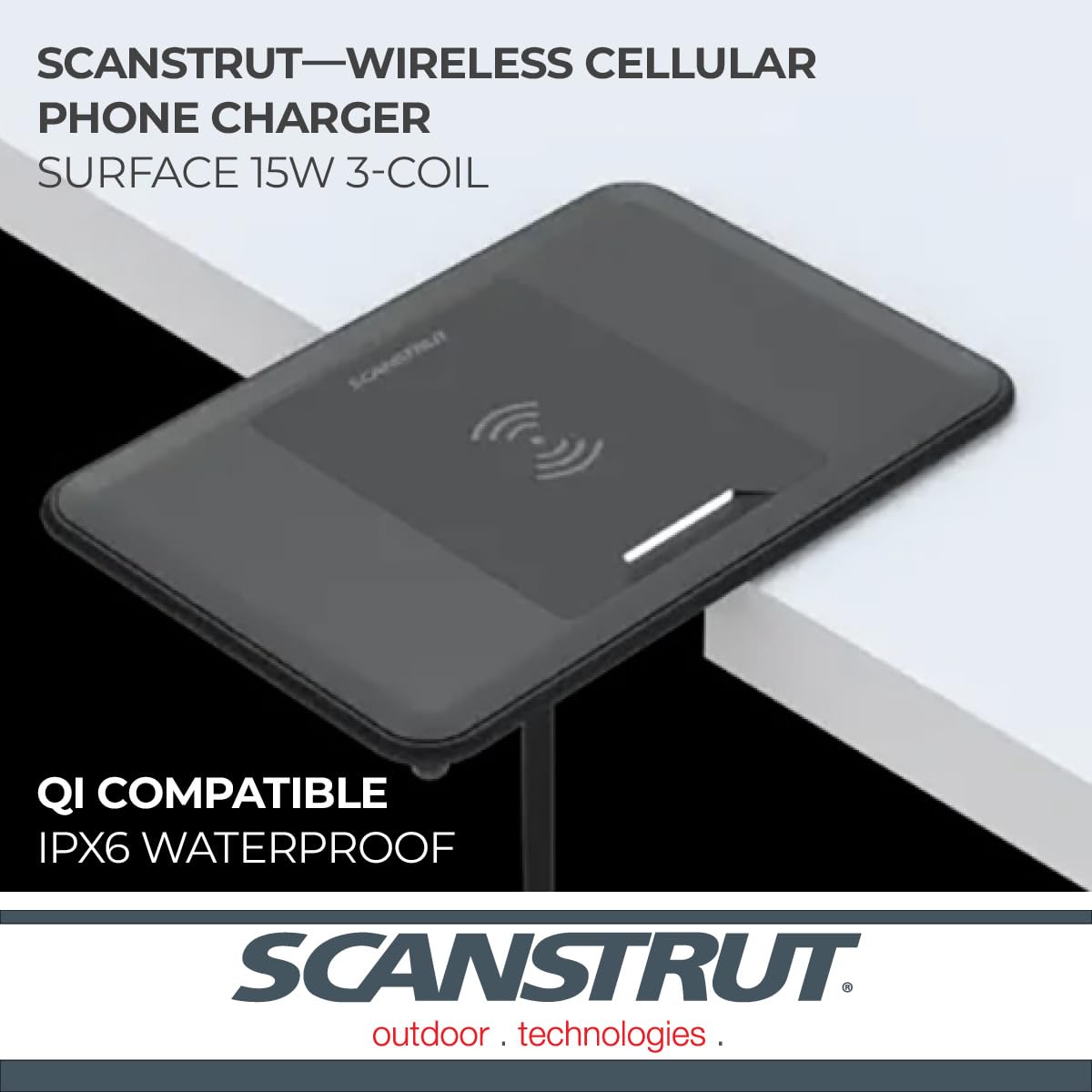 Scanstrut 15W SC-CW-2GT Waterproof Surface Wireless Charger 3-Coil