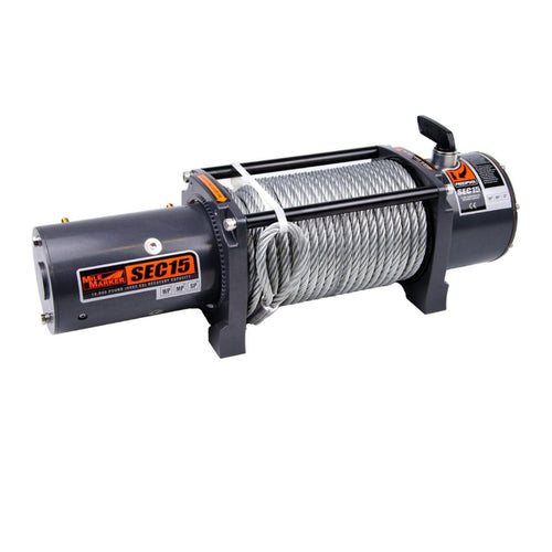 SEC15 Winch Mile Marker 76-50260W - 15000 lb. Pull Strength - Steel Cable & Roller Fairlead - Built for Tough Terrains - Waterproof - Handheld Remote Controller Included - Withstands Rigorous Use