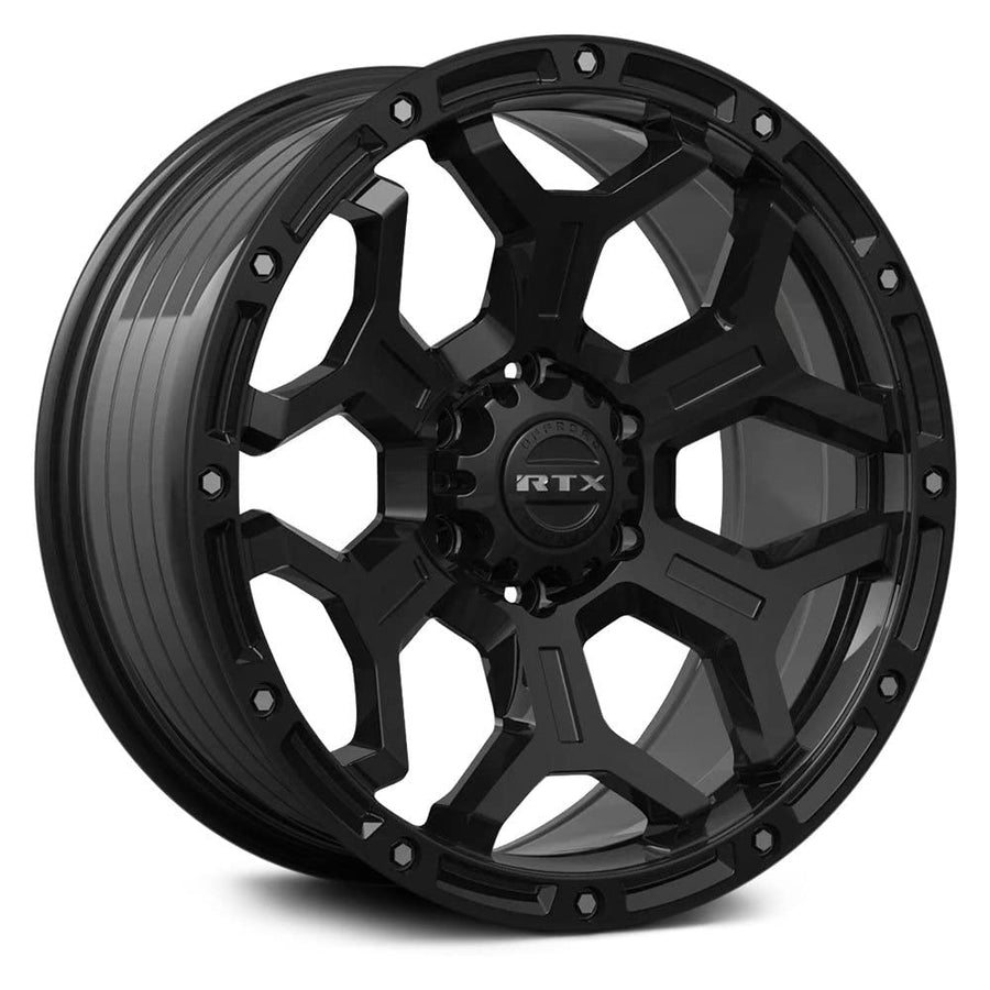 Custom RTX GOLIATH Wheel - 17x9, -15 Offset, 5x127 Bolt Pattern, 71.5mm Hub - Satin Black with Milled Rivets Rim