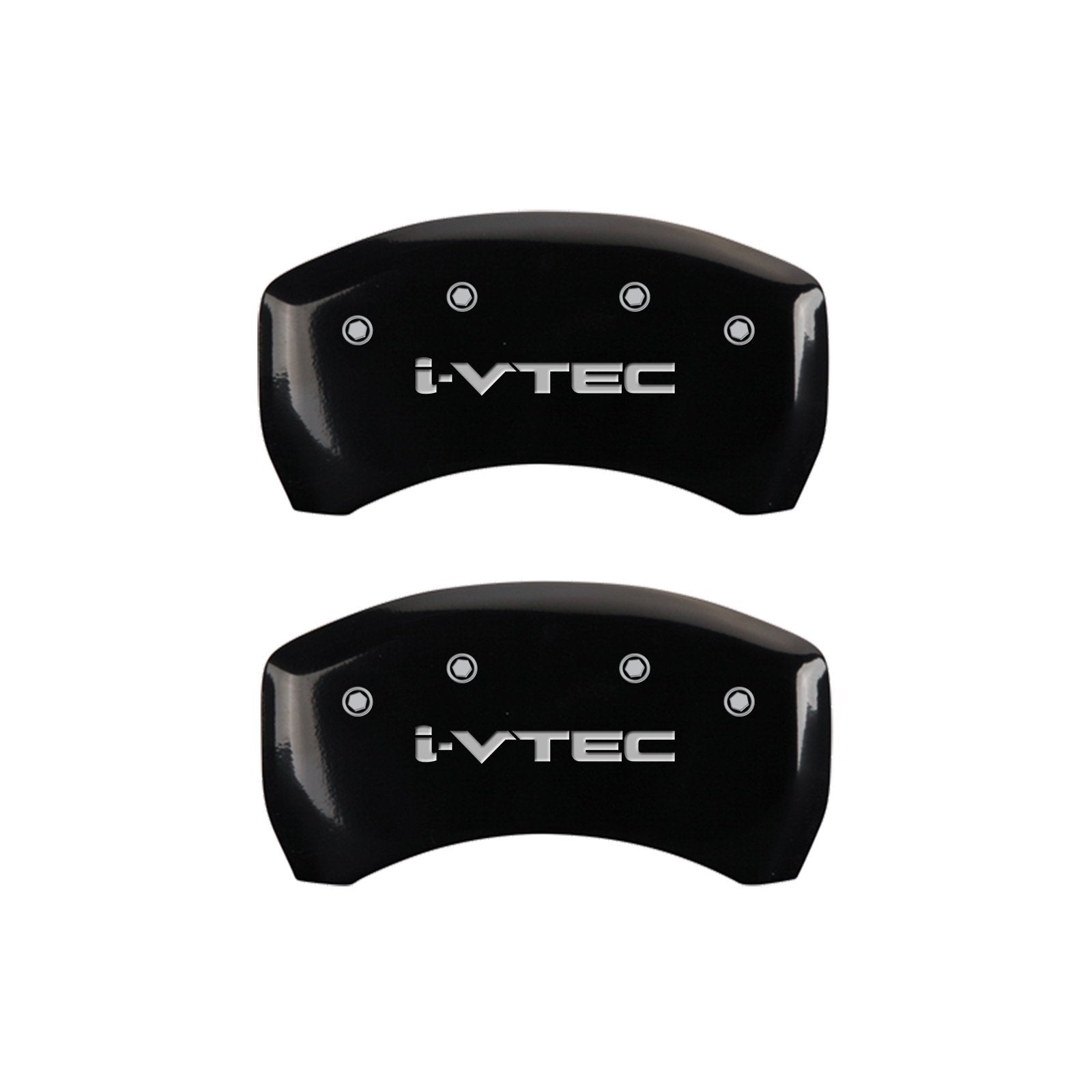 MGP Caliper Covers Front and Rear 39018SIVTBK Black Powder Coat Finish, Set of 4 (i-Vtec Silver Characters, Engraved)