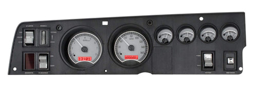 Dakota Digital Analog Gauge System Aftermarket for 68-70 Dodge Charger Super Bee 69-70 Coronet R/T, 70 Plymouth GTX and Road Runner Analog Silver Alloy Red Backlighting VHX-68D-CHG-S-R
