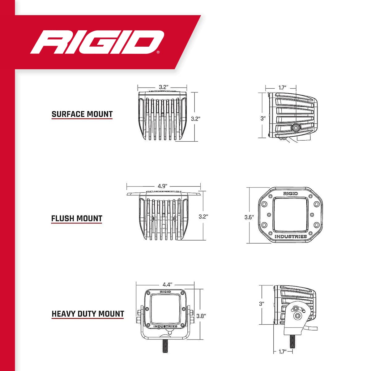 Back-Up Light Kit Rigid Industries 20541 (Ignite LED Diffused, Surface Mount) Black