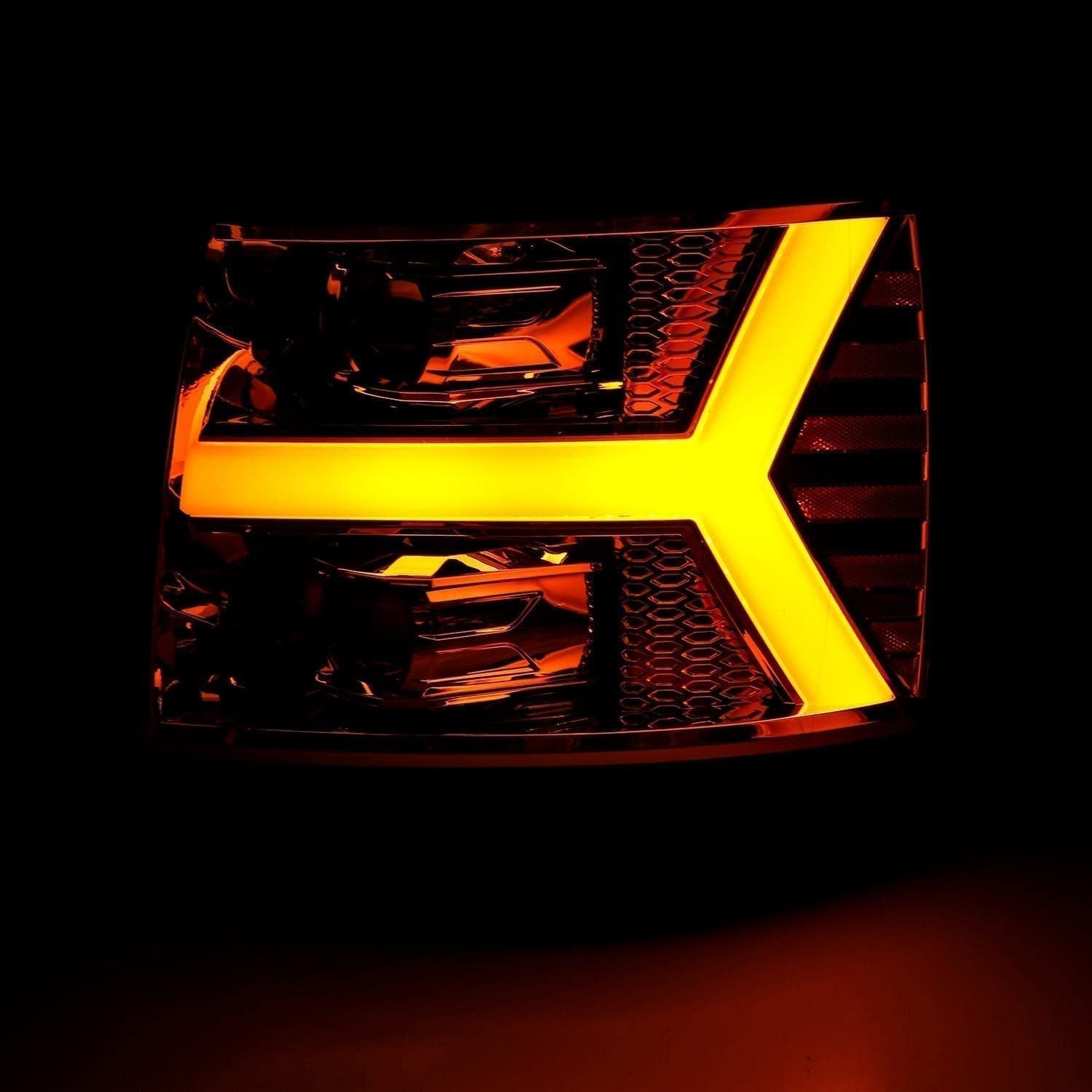 07-13 Chevy 1500 AlphaRex LUXX LED Proj Headlights Plank Design Chrome w/Activ Light/Seq Signal/DRL