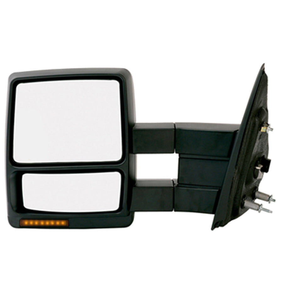 K Source Extendable Driver Side Towing Mirror for 2004-2008 F-150, Textured Black, Turn Signal, Puddle Lamp, Heated Power, Flat Mirror, Foldaway