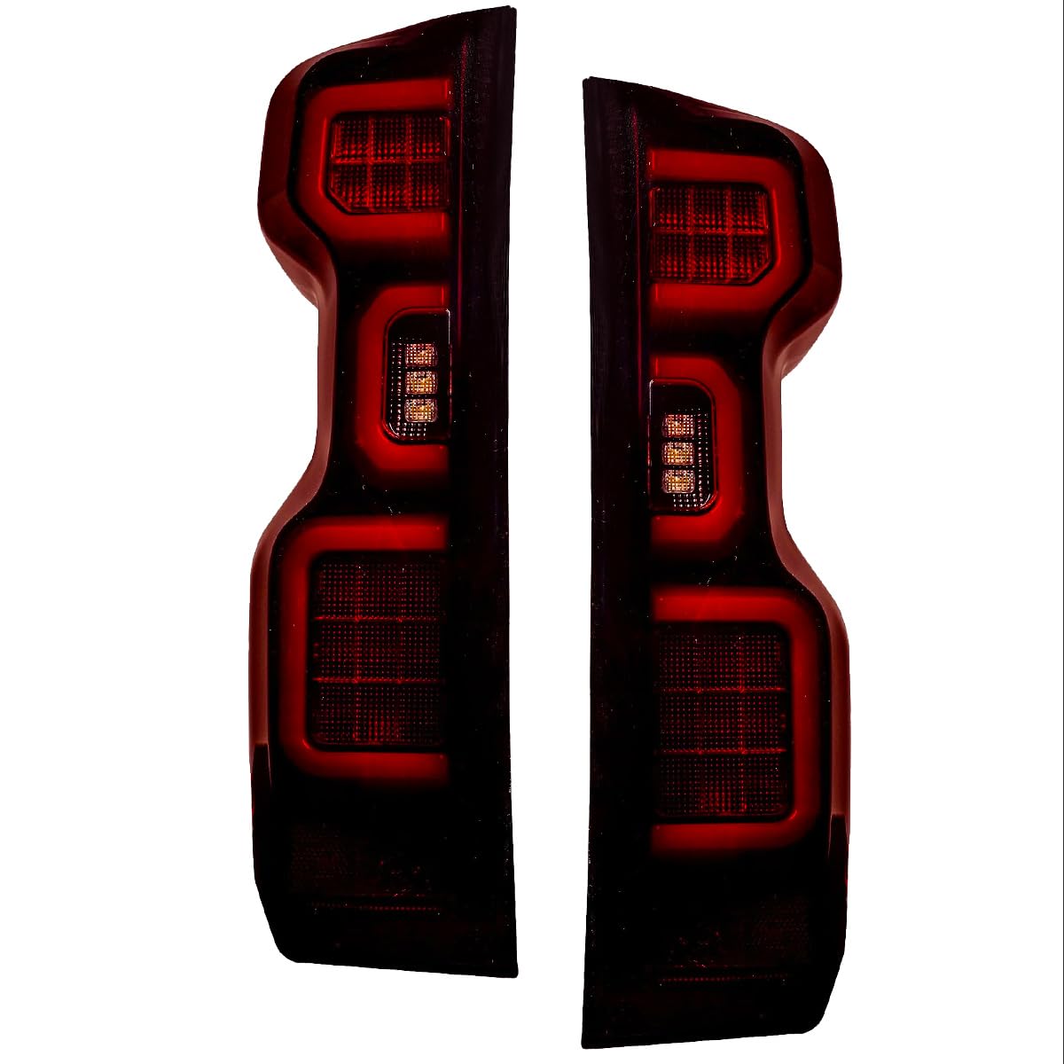 RECON - Fits 19-25 Silverado 1500 & 20-23 2500/3500 OLED Premium Tail Lights Ultra Bright Running Lights (Replaces Factory/OEM LED Tail Lights Only) Dark Smoked Red Lens