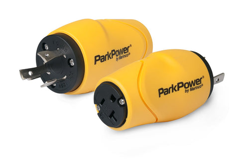 S30-15RV ParkPower by Marinco One Piece Adapter 15/20A 125V Straight Blade Connector & 30A 125V Locking Plug