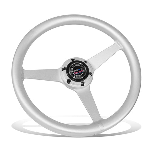 NRG Innovations All Aluminum Steering Wheel NRG-RST-071-SL 330mm - Heritage Solid Spoke- Ergonomic Grip- Anadized Silver