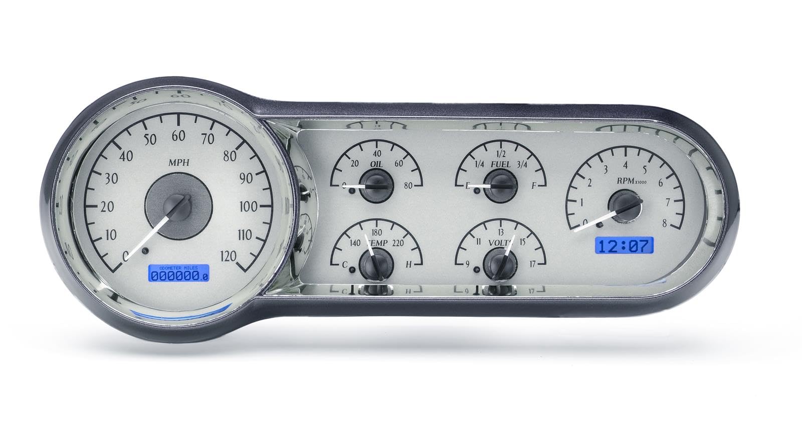 Dakota Digital VHX-53C-S-B 53 54 Chevy Car Analog Dash Gauges Silver Alloy Blue