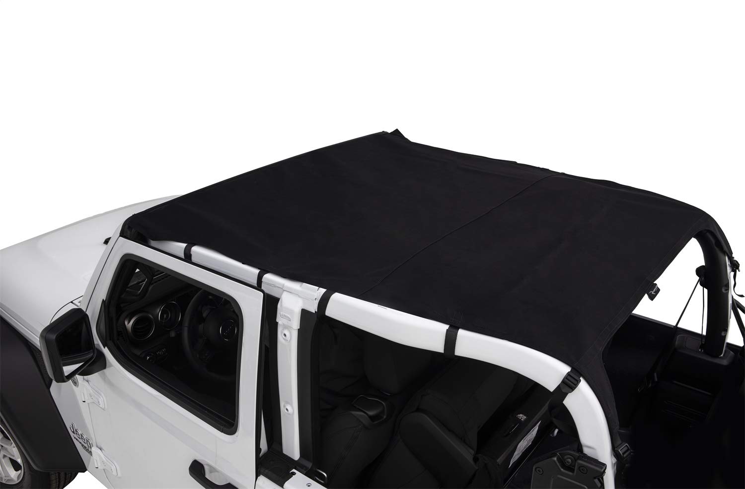 California Brief Soft Top RAMPAGE PRODUCTS for Jeep Wrangler JL | Extended OE Style, Sail Cloth, Black | 91435 | Fits 2018-2025 Jeep Wrangler JL 2-Door
