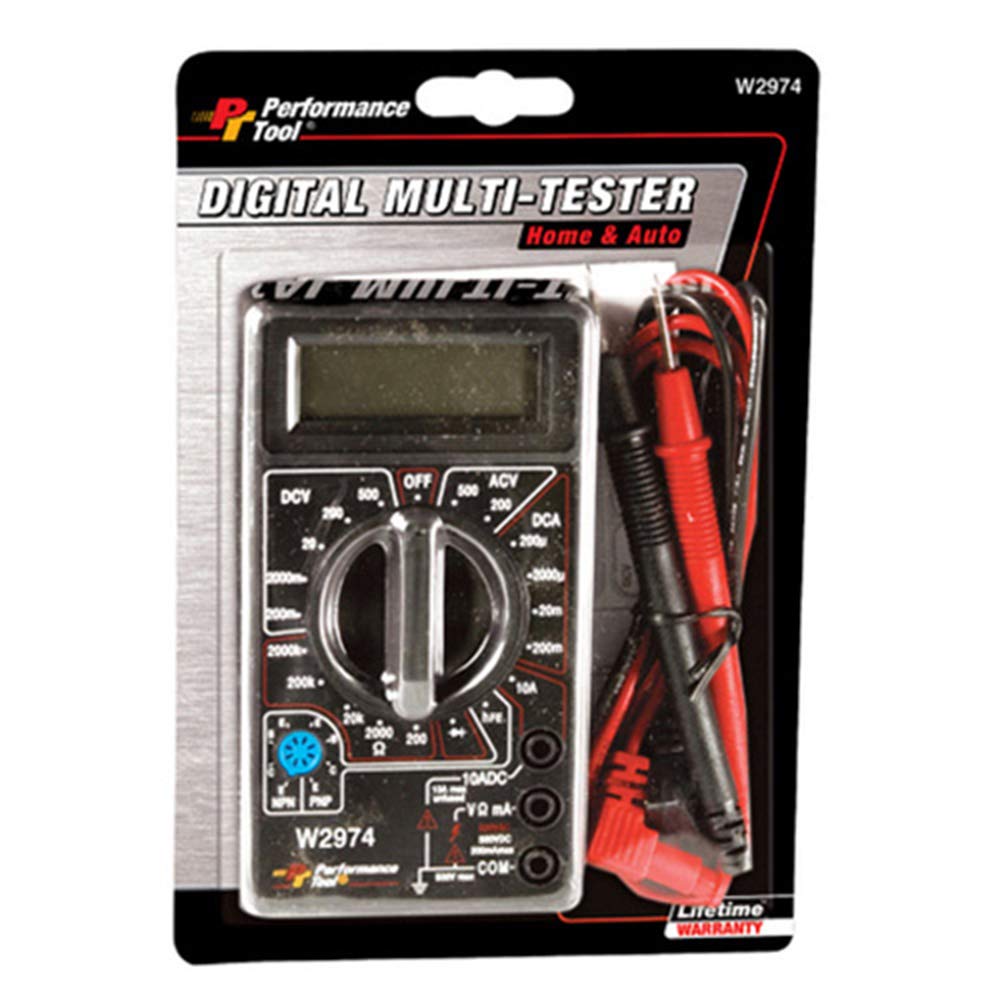 Digital Multimeter Tester Performance Tool W2974 2000 Counts with AC DC Voltmeter and Ohm Volt Amp Meter, Measures Voltage, DC Current Measurement, Automatic Zero Adjust, 9V Battery Included