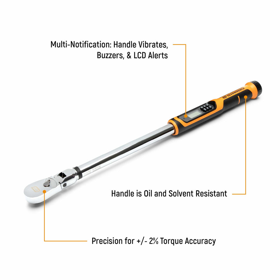 Flex Head GEARWRENCH 1/2" Electronic Torque Wrench with Angle 25-250 ft/lbs. - 85079