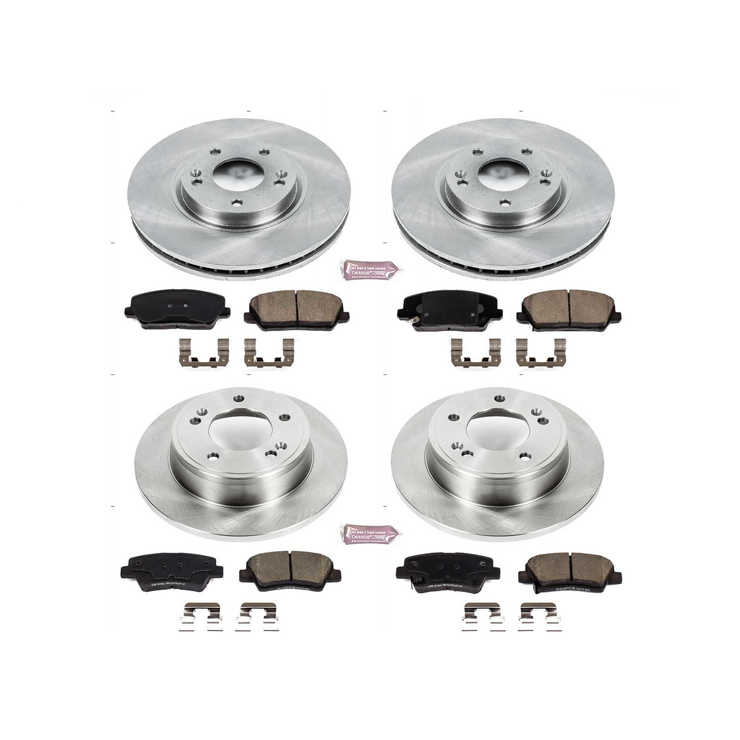 Power Stop KOE7583 Front and Rear Autospecialty Replacement Brake Kit-OE Brake Rotors & Ceramic Brake Pads For Hyundai Veloster 2017, Kia Forte5 2017-2018 [Model Specific]