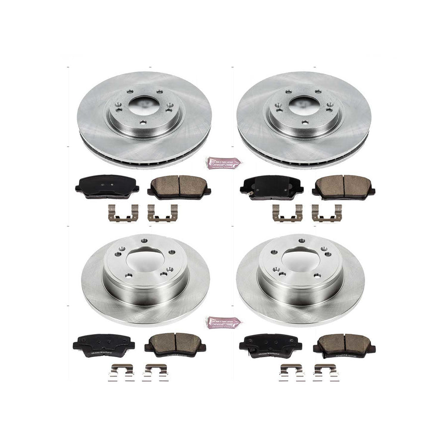 Power Stop KOE7583 Front and Rear Autospecialty Replacement Brake Kit-OE Brake Rotors & Ceramic Brake Pads For Hyundai Veloster 2017, Kia Forte5 2017-2018 [Model Specific]