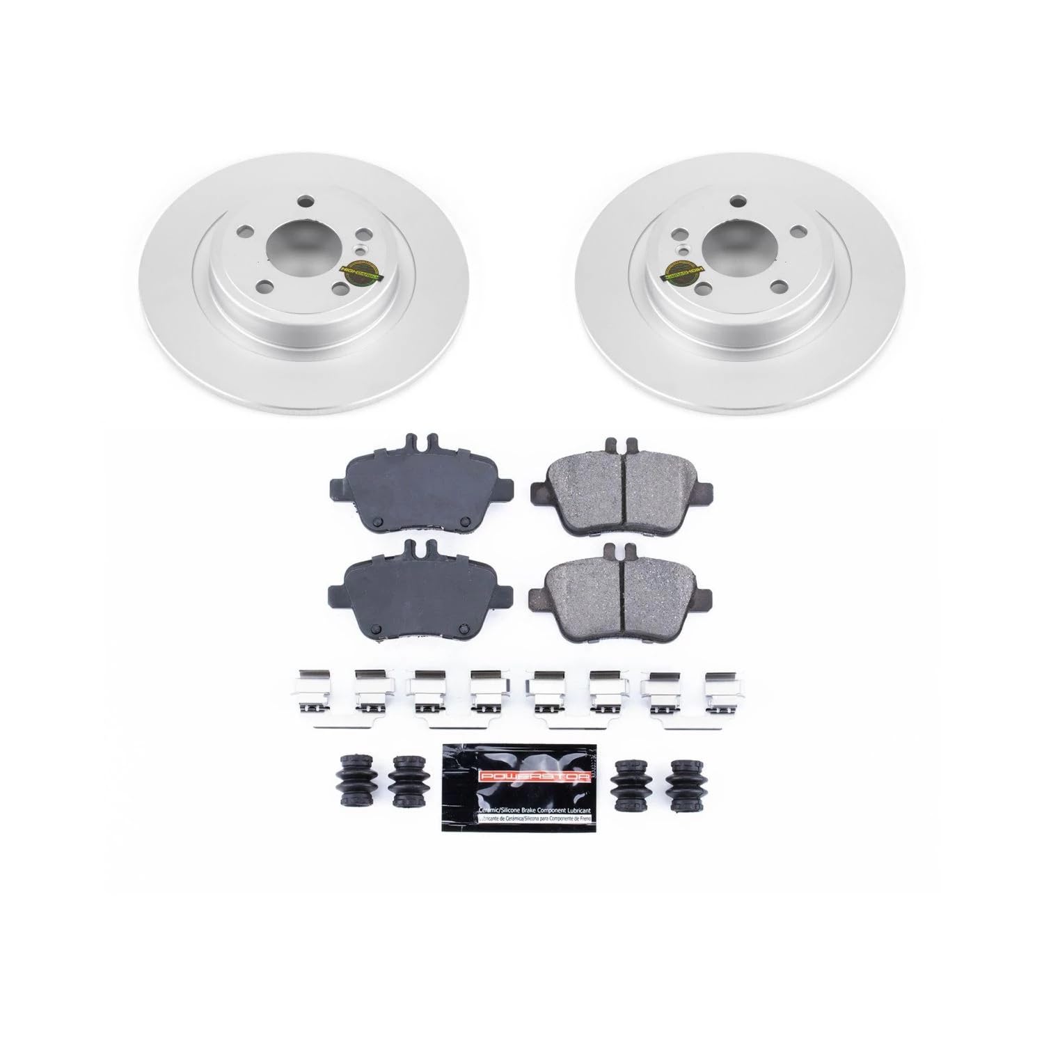 Power Stop CRK6894 Rear Brake Kit- Coated Brake Rotors and Z23 Ceramic Brake Pads For Mercedes-Benz SLC300, Mercedes-Benz SLK250, Mercedes-Benz SL [Model Specific]