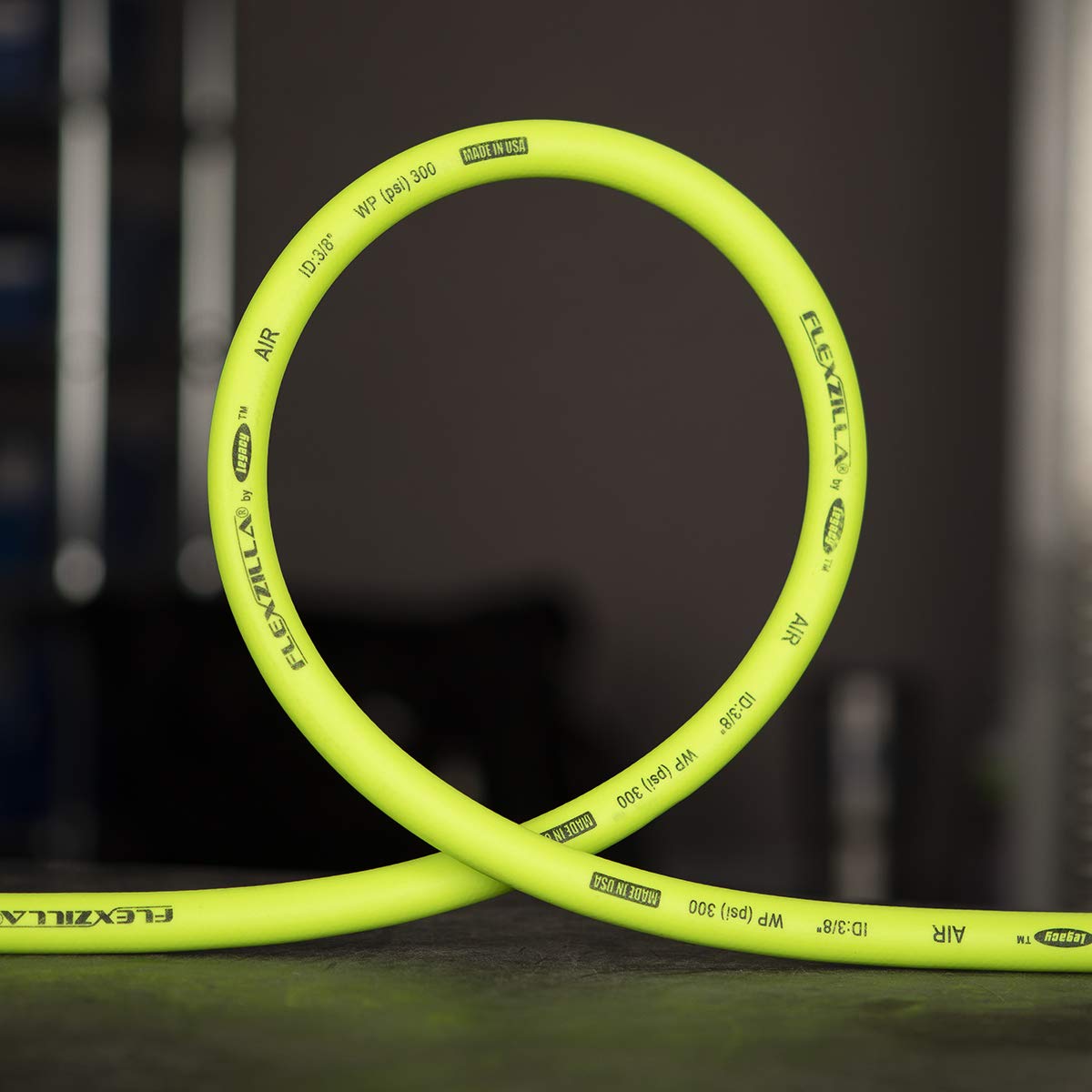 Air Hose Flexzilla, 3/8 in. x 50 ft., 3/8 in. MNPT Fittings, Heavy Duty, Lightweight, Hybrid, ZillaGreen - HFZ3850YW3