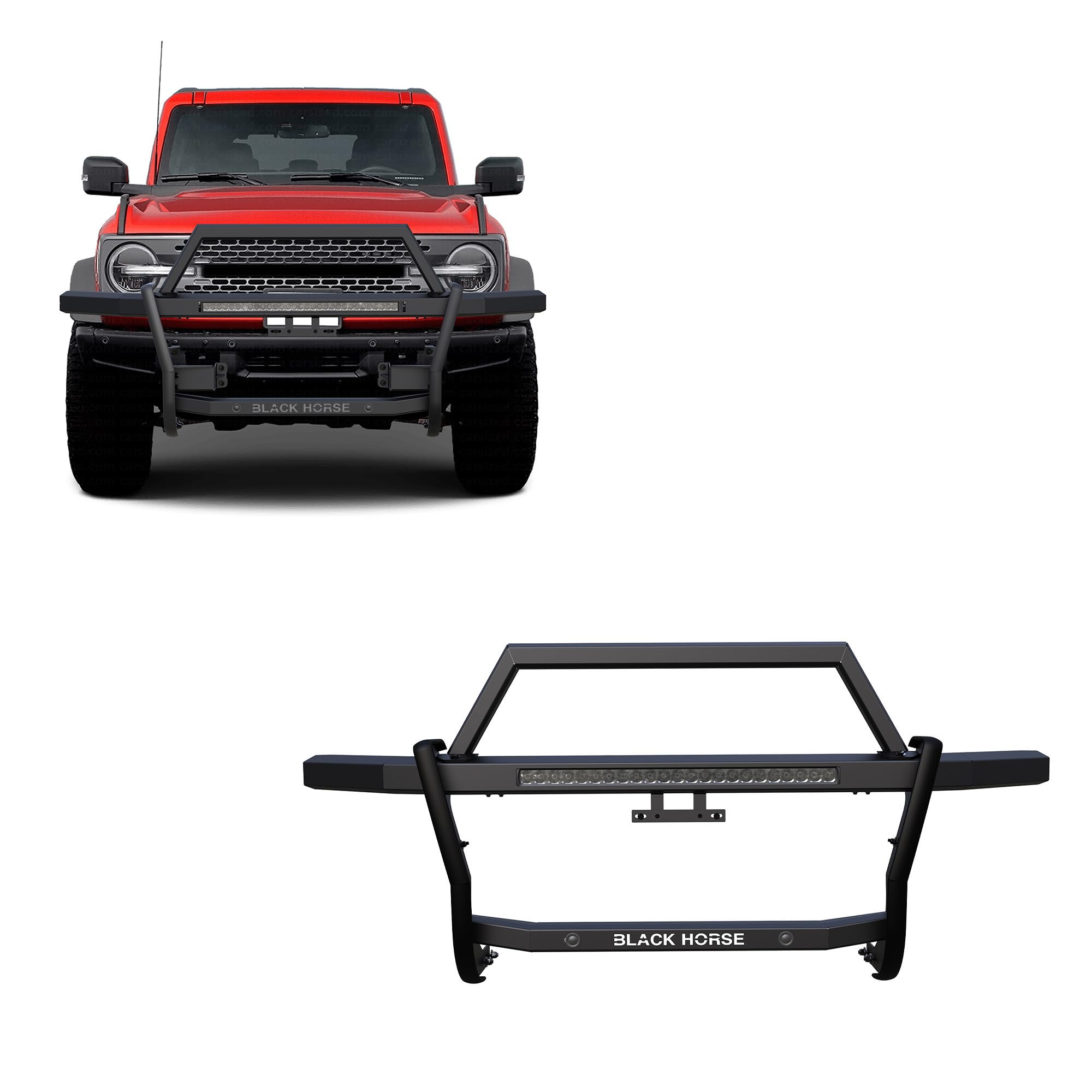Rambler Grille Guard Kit Black Horse Modular Black Compatible with 2021-2024 Ford Bronco-RAGF20-K1