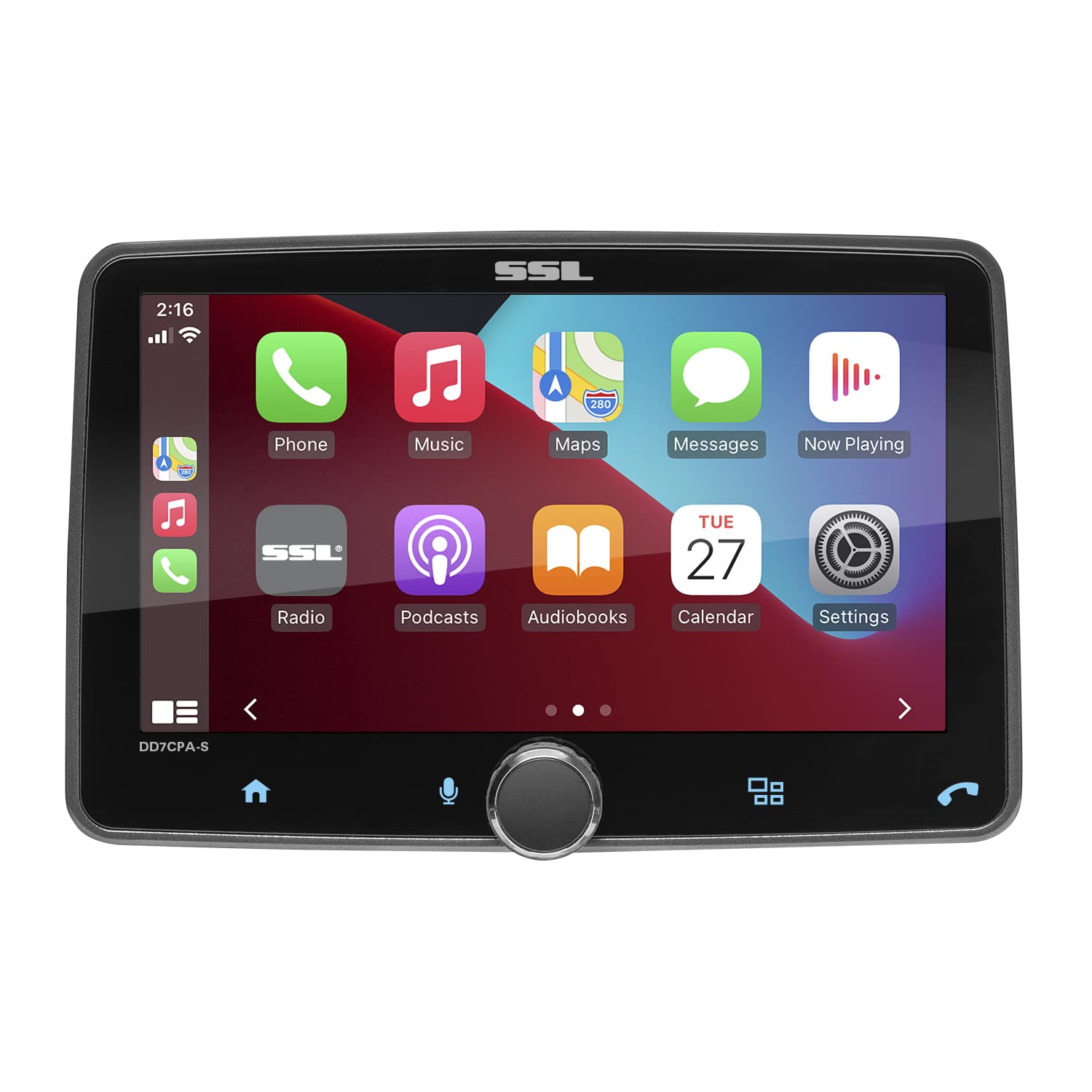 Sound Storm Laboratories Car Audio Stereo System DD7CPA-S - Apple CarPlay, Android Auto, Single Din with 7 Inch Touchscreen, Bluetooth Audio & Calling Head Unit, No CD Player, Radio Receiver