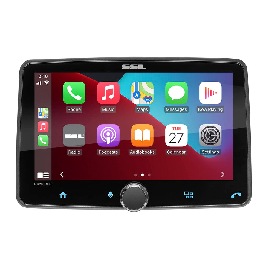 Sound Storm Laboratories Car Audio Stereo System DD7CPA-S - Apple CarPlay, Android Auto, Single Din with 7 Inch Touchscreen, Bluetooth Audio & Calling Head Unit, No CD Player, Radio Receiver