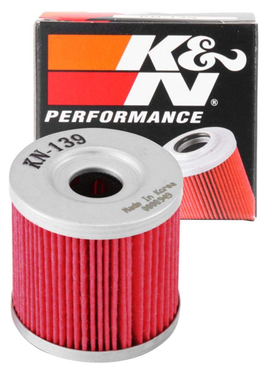 Motorcycle Oil Filter K&N: High Performance, Premium, Designed to be used with Synthetic or Conventional Oils: Fits Select Suzuki, Arctic Cat, Kawasaki Vehicles, KN-139