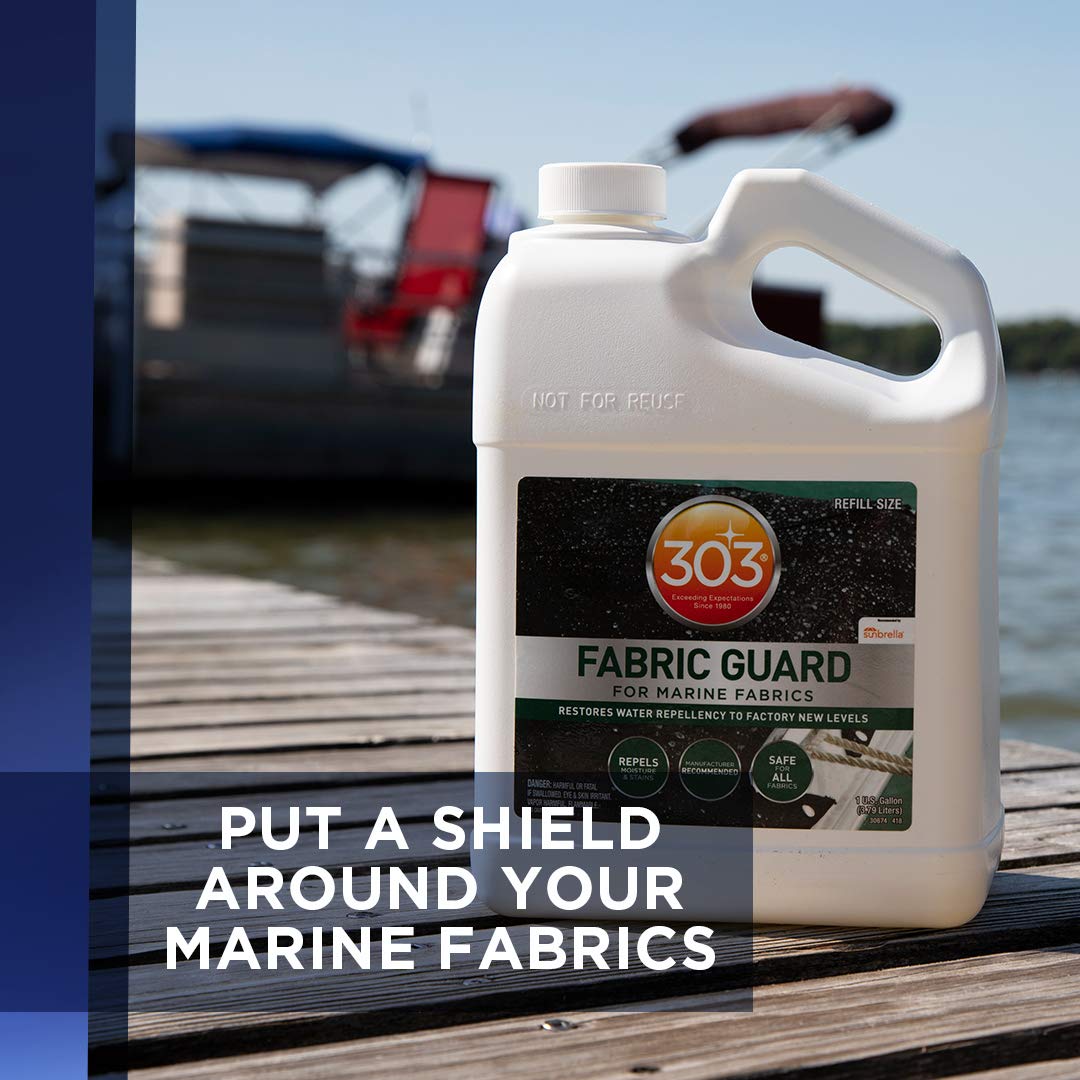 Marine Fabric Guard 303 Products – Water Repellent & Stain Shielding Fabric Spray, Safe for All Outdoor Upholstery, Simple & Easy to Use, Protectant Spray for Boats, 1 Gallon (4 Pack)