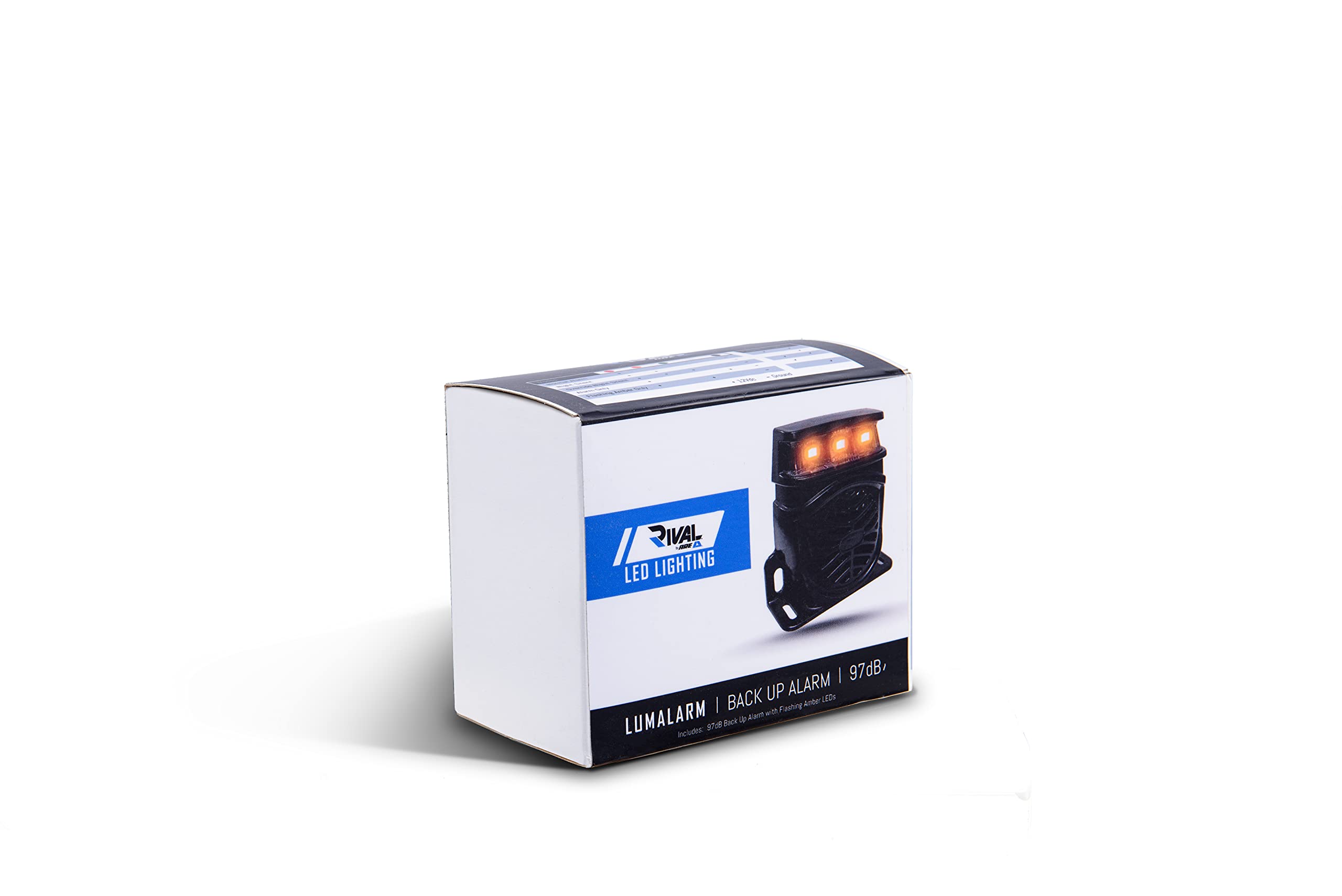 Rival Lighting System A.R.E. | 23705-52051 | Lumalarm 97DB Back Up Alarm w/LED Flashing Light, Black Housing/Amber Light