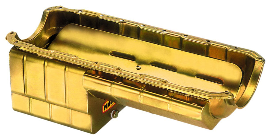 Gold Zinc Plated Milodon 31167 Strip and Serious Street Oil Pan for Big Block Chevy