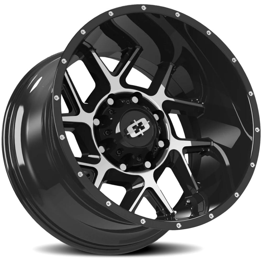 Off-Road Vision Sliver Wheel - 360 Series - Gloss Black with Machined Face - 20" x 10", -25 Offset, 8x165.1 Bolt Pattern, 125.2mm Hub