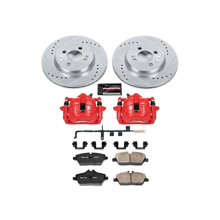 Z23 Evolution Power Stop KC6066 Front Brake Caliper Kit- Brake Rotors, Carbon-Fiber Ceramic Brake Pads, Brake Calipers For Mini Cooper 2007-2010 [Model Specific]