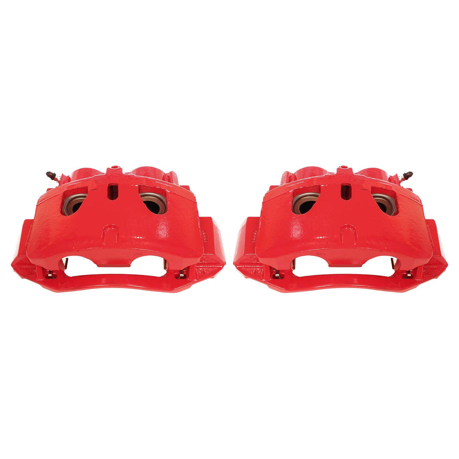 Power Stop Pair of High-Temp Red Powder Coated Calipers Front For Silverado 2500 HD, Silverado 3500 HD, Suburban 3500 HD, Sierra 2500 HD, Sierra 3500 HD [Model Specific]