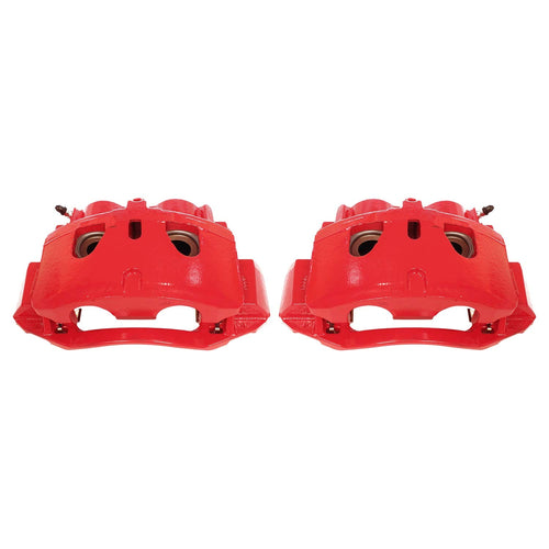 Power Stop Pair of High-Temp Red Powder Coated Calipers Front For Silverado 2500 HD, Silverado 3500 HD, Suburban 3500 HD, Sierra 2500 HD, Sierra 3500 HD [Model Specific]