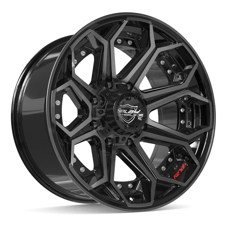20 Inch 4PLAY Wheels Rim 4P80R Fits 8x165.1 20x10 Gloss Black Brushed with Tinted Clear (1)