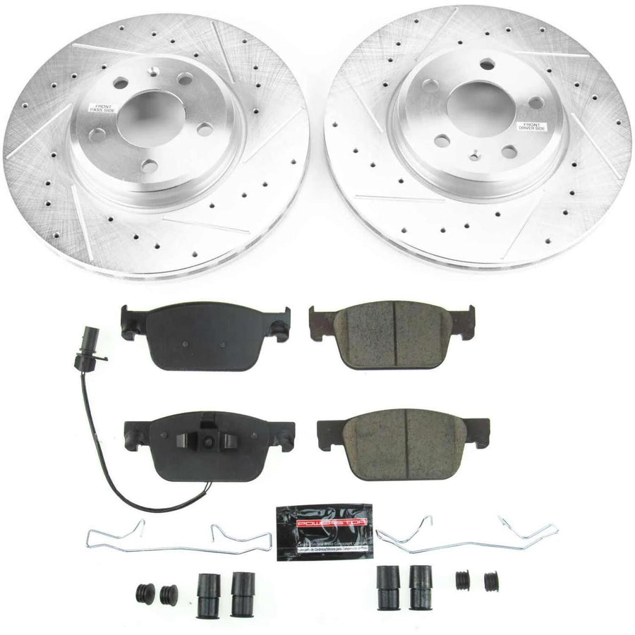 Power Stop Front K7860 Z23 Carbon Fiber Brake Pads with Drilled & Slotted Brake Rotors Kit